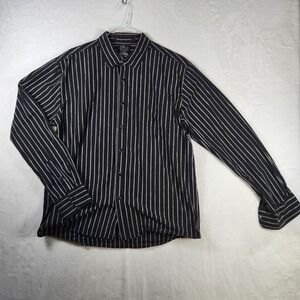 Hexagon Product‎ Men's Striped Button Down Shirt Long Sleeve XXL Black White